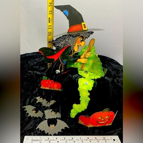 Vtg Halloween Witch Watch Centerpiece Honeycomb Bats Pumpkin Ambassador Hallmark - Picture 4 of 9
